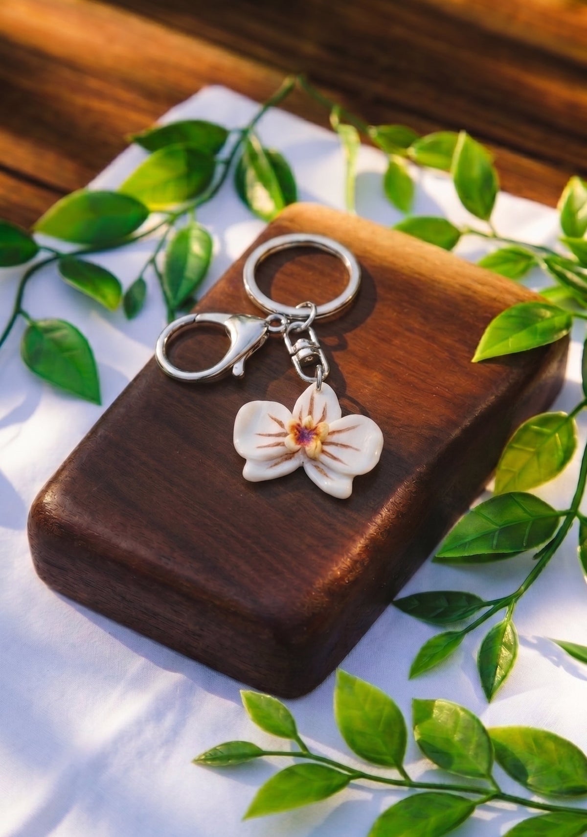 Porte-clef Orchidée – argenté