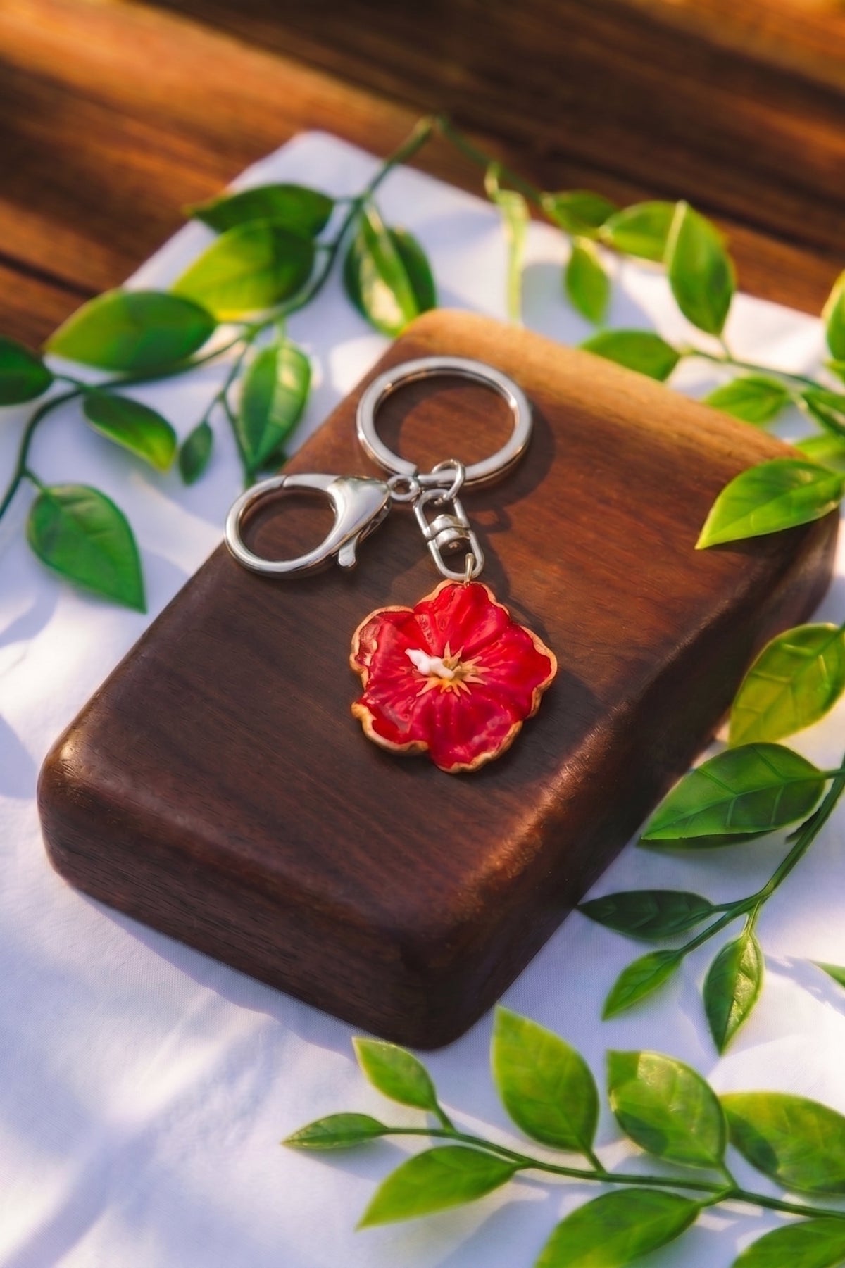 Porte-clef Hibiscus – argenté