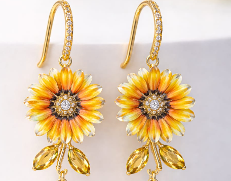 Boucles d'oreille Gasazia — fleur jaune des hauts de La Réunion